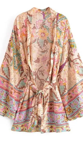 Handmade Bohemian Kimono, Bohemian Short Kimono, Beach Cover Up Kimono, Vintage Bohemian Kimono, Beach Dress Kimono, Boho Short Kimono