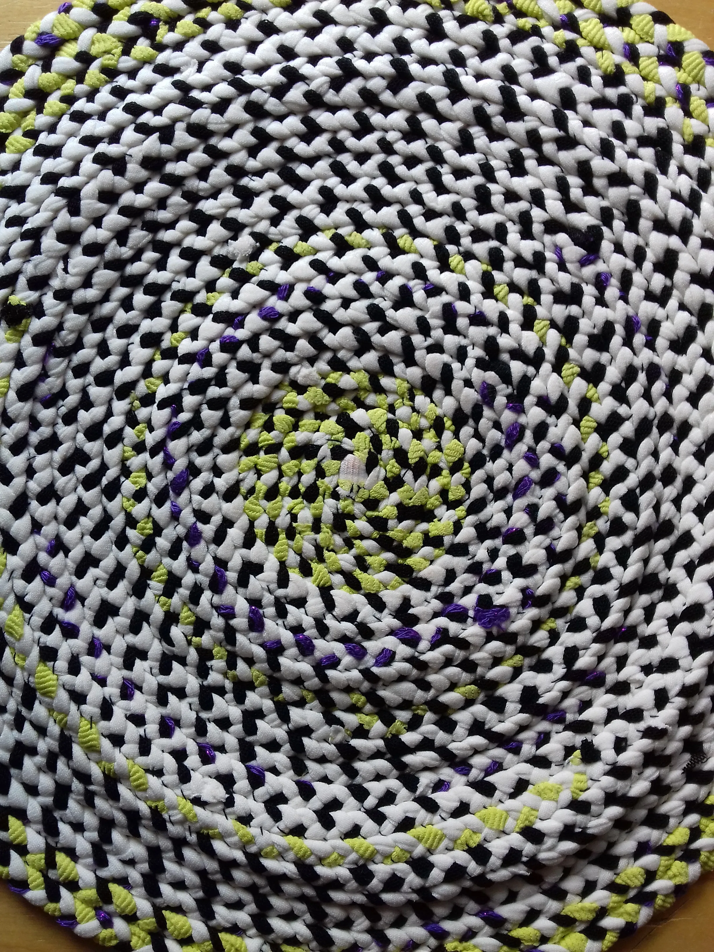 Handmade Coaster Black, Purple, Lime Green, White