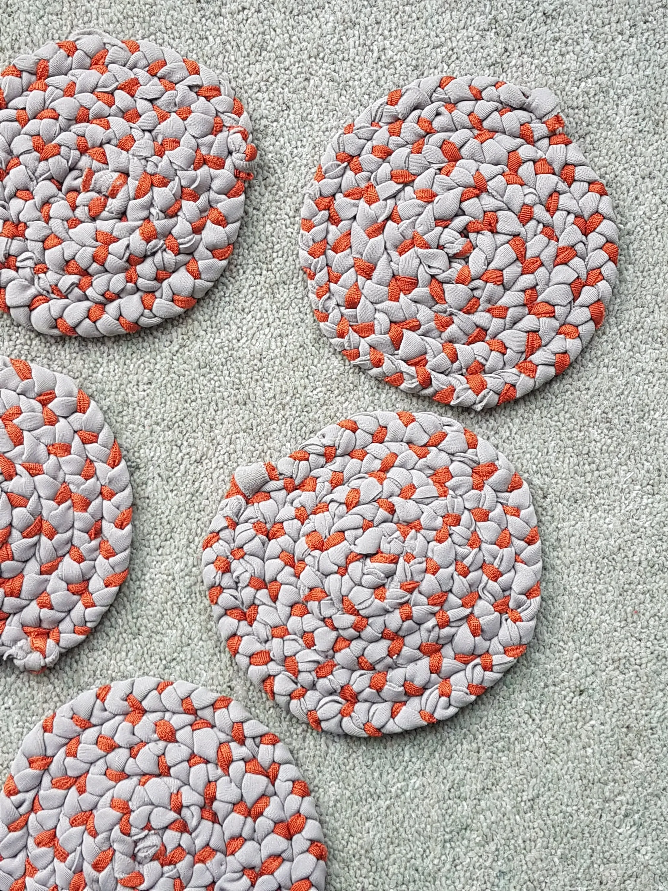 Handmade Round Coaster Orange Brown