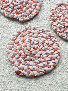 Handmade Round Coaster Orange Brown