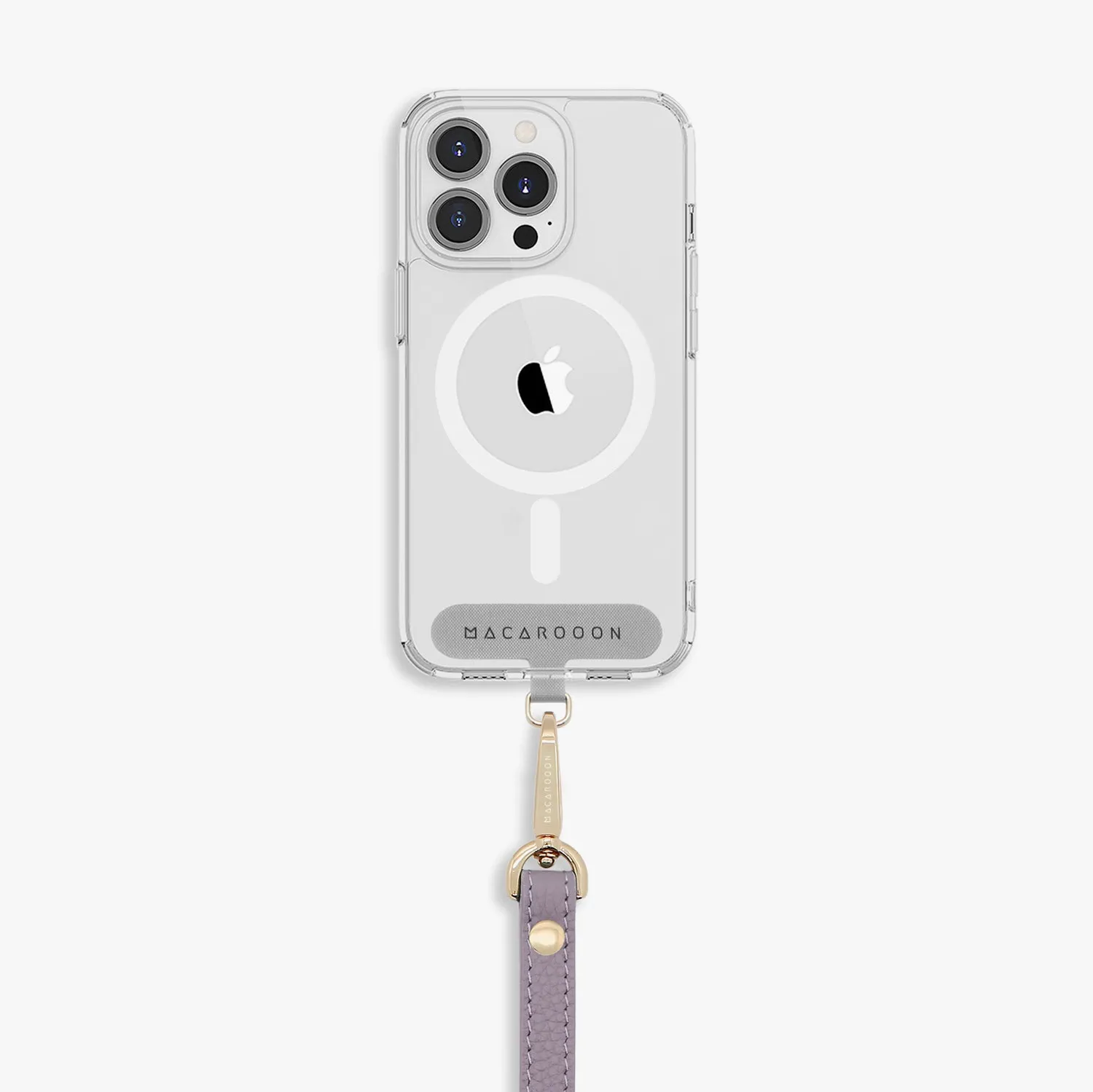 iPhone 16 Plus Clear Case with Wrist Leather Strap