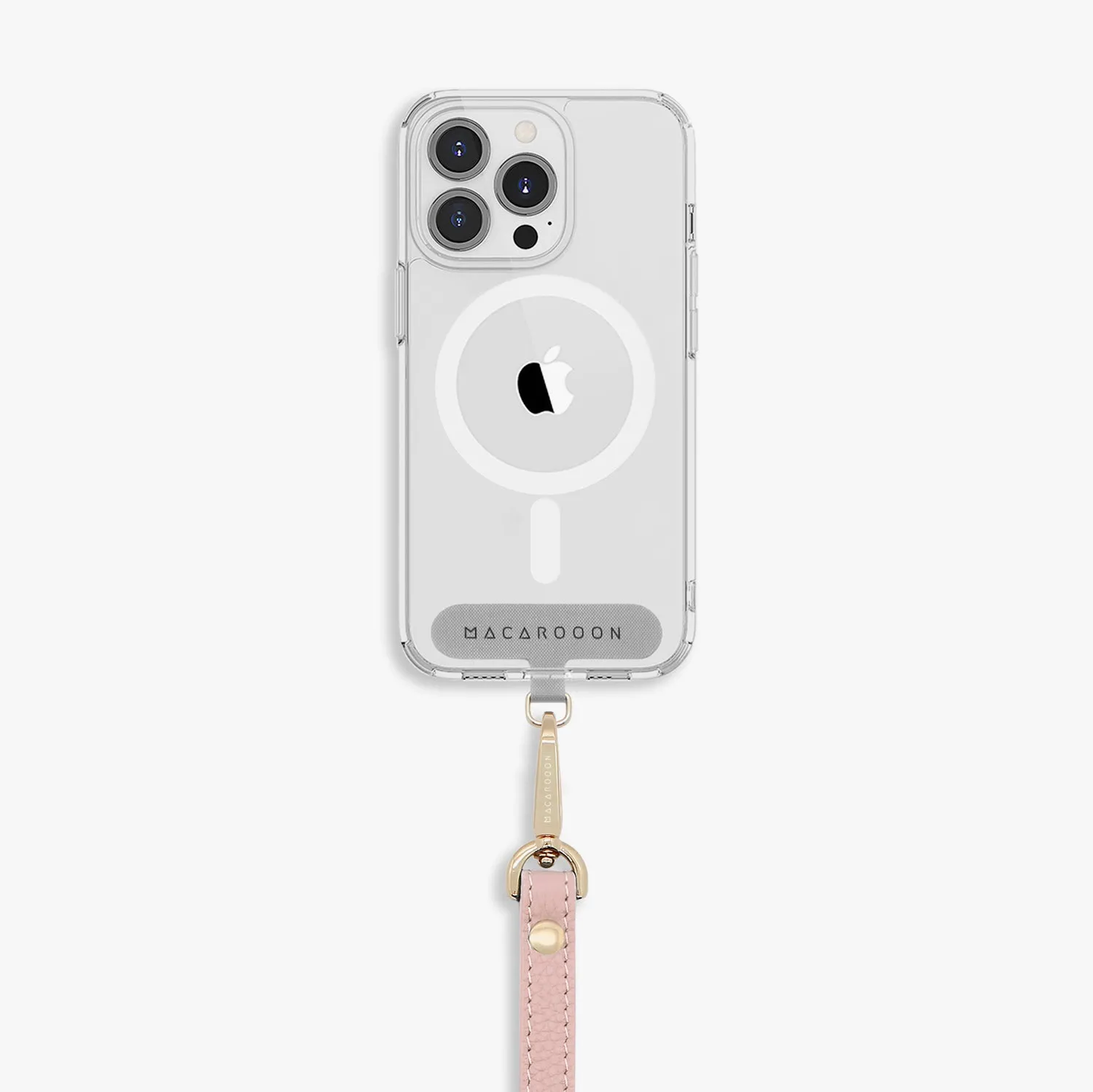 iPhone 16 Plus Clear Case with Wrist Leather Strap