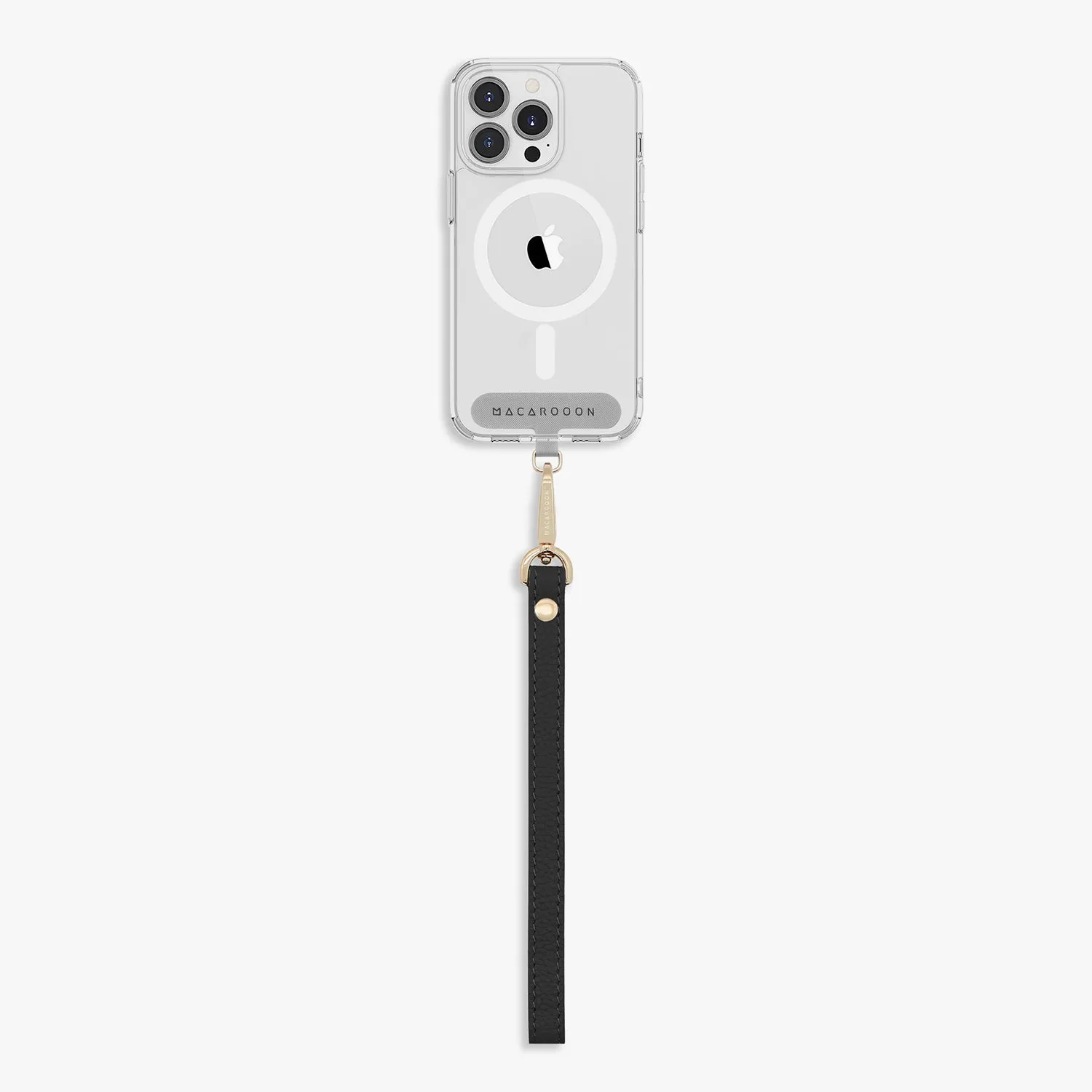 iPhone 16 Plus Clear Case with Wrist Leather Strap