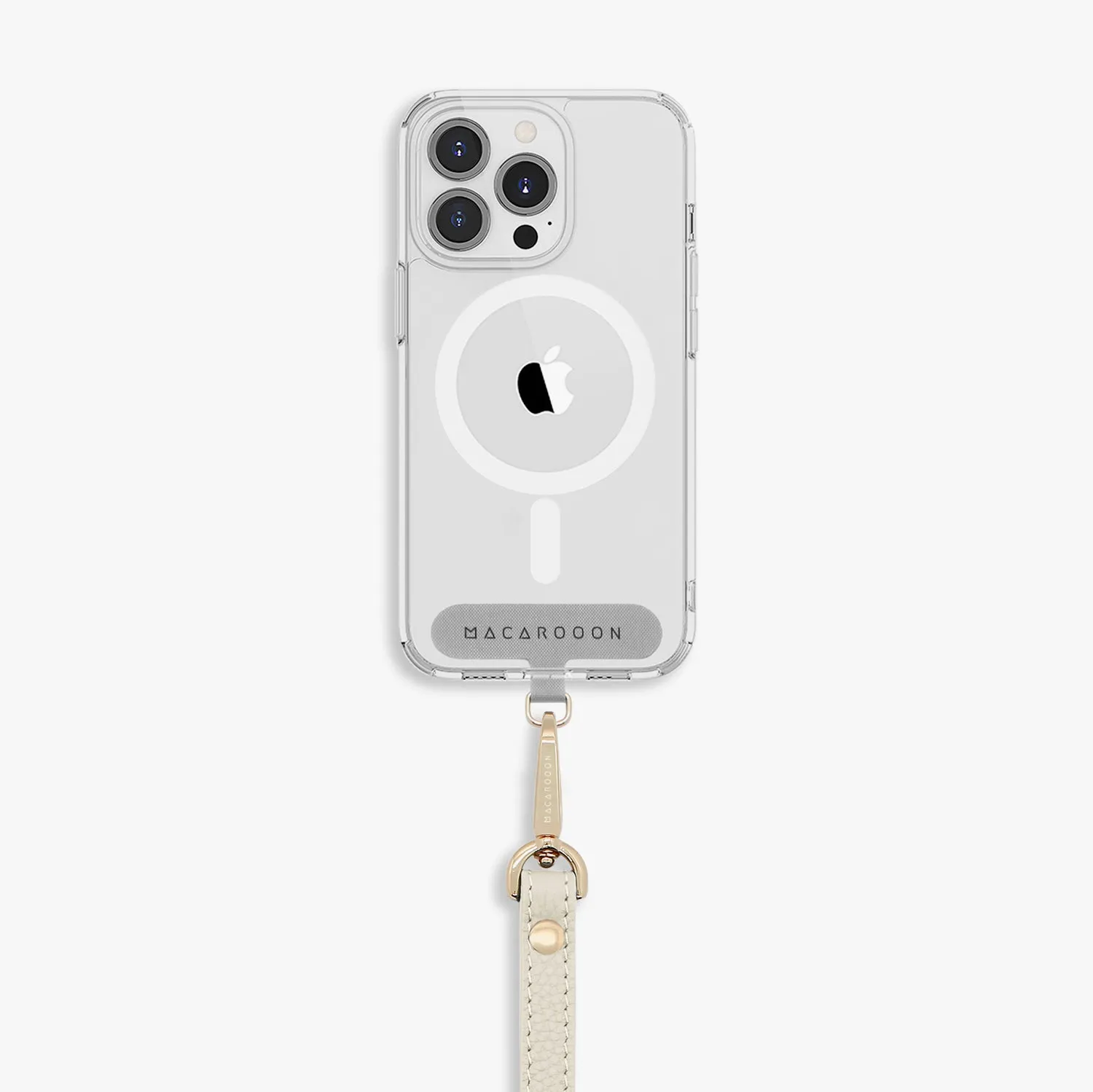iPhone 16 Plus Clear Case with Wrist Leather Strap