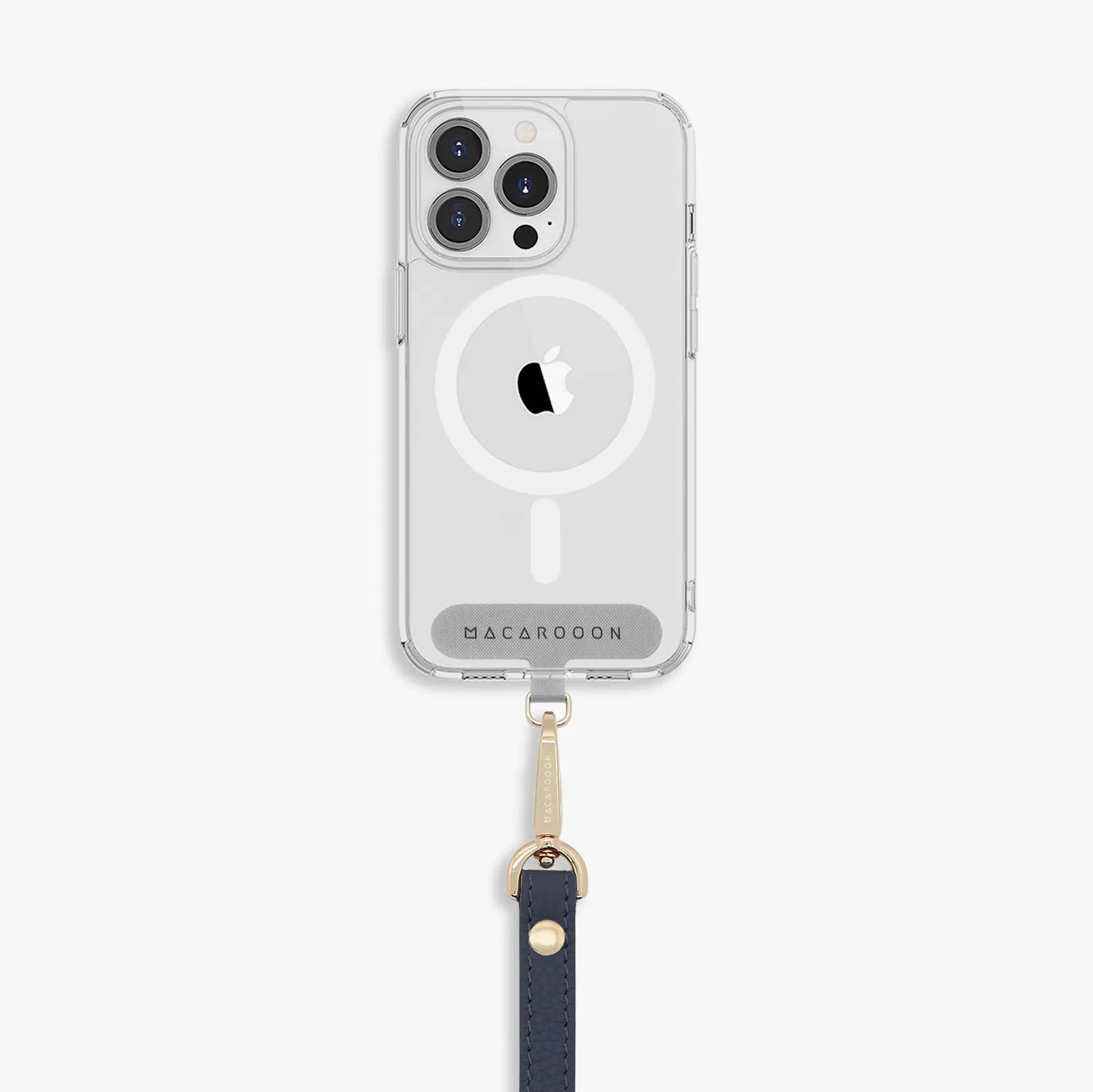 iPhone 16 Plus Clear Case with Wrist Leather Strap