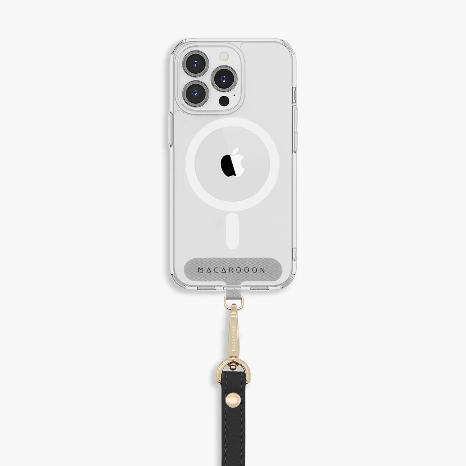 iPhone 16 Plus Clear Case with Wrist Leather Strap