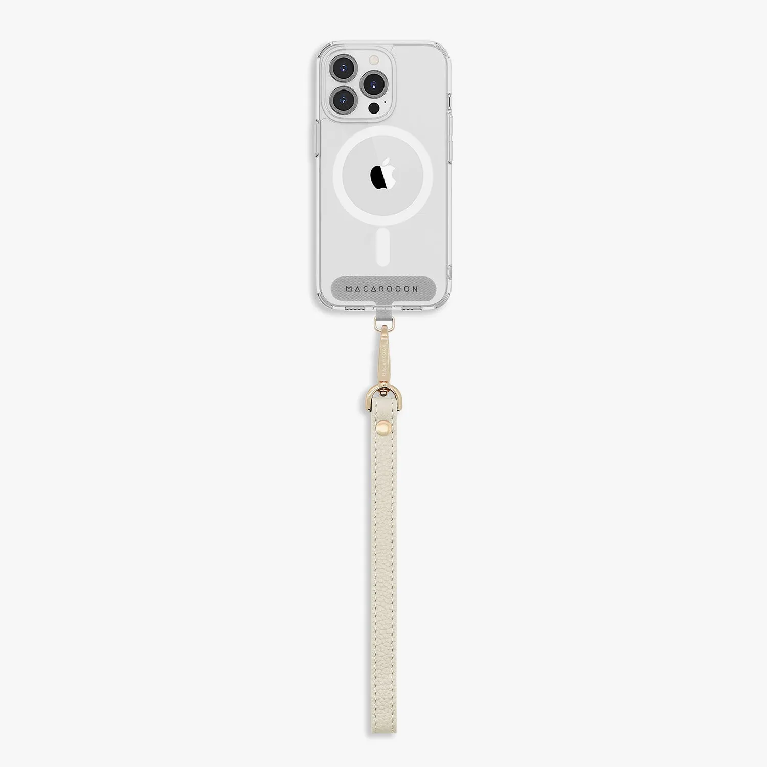iPhone 16 Plus Clear Case with Wrist Leather Strap