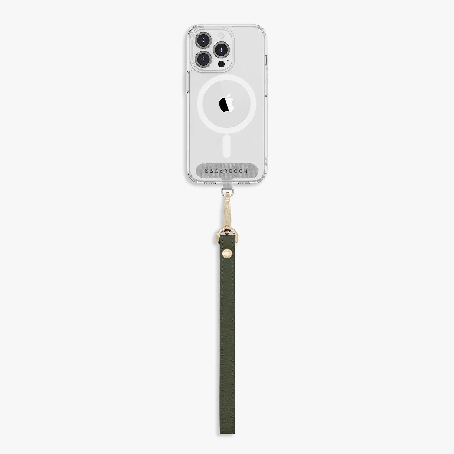 iPhone 16 Plus Clear Case with Wrist Leather Strap