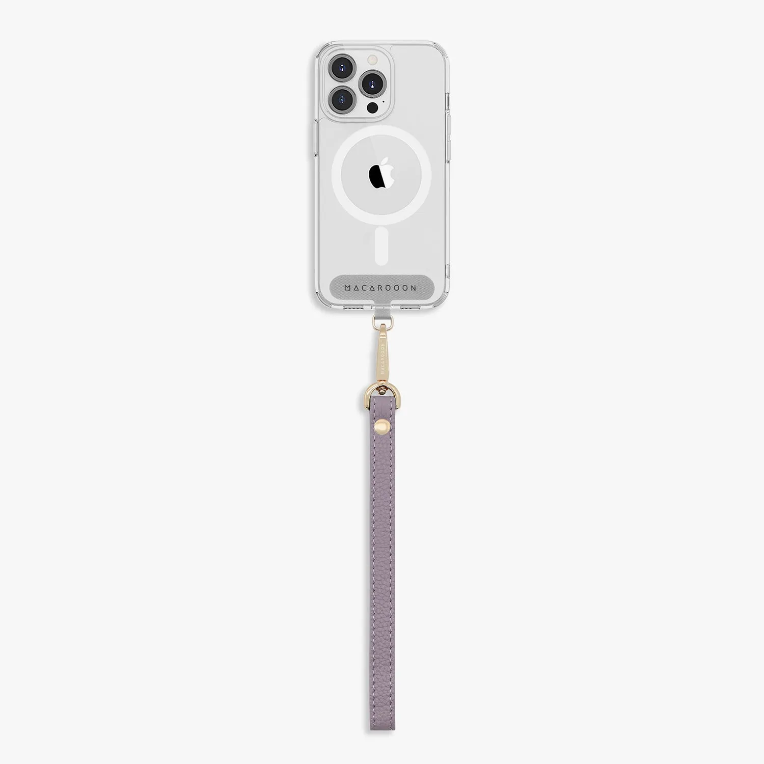 iPhone 16 Plus Clear Case with Wrist Leather Strap