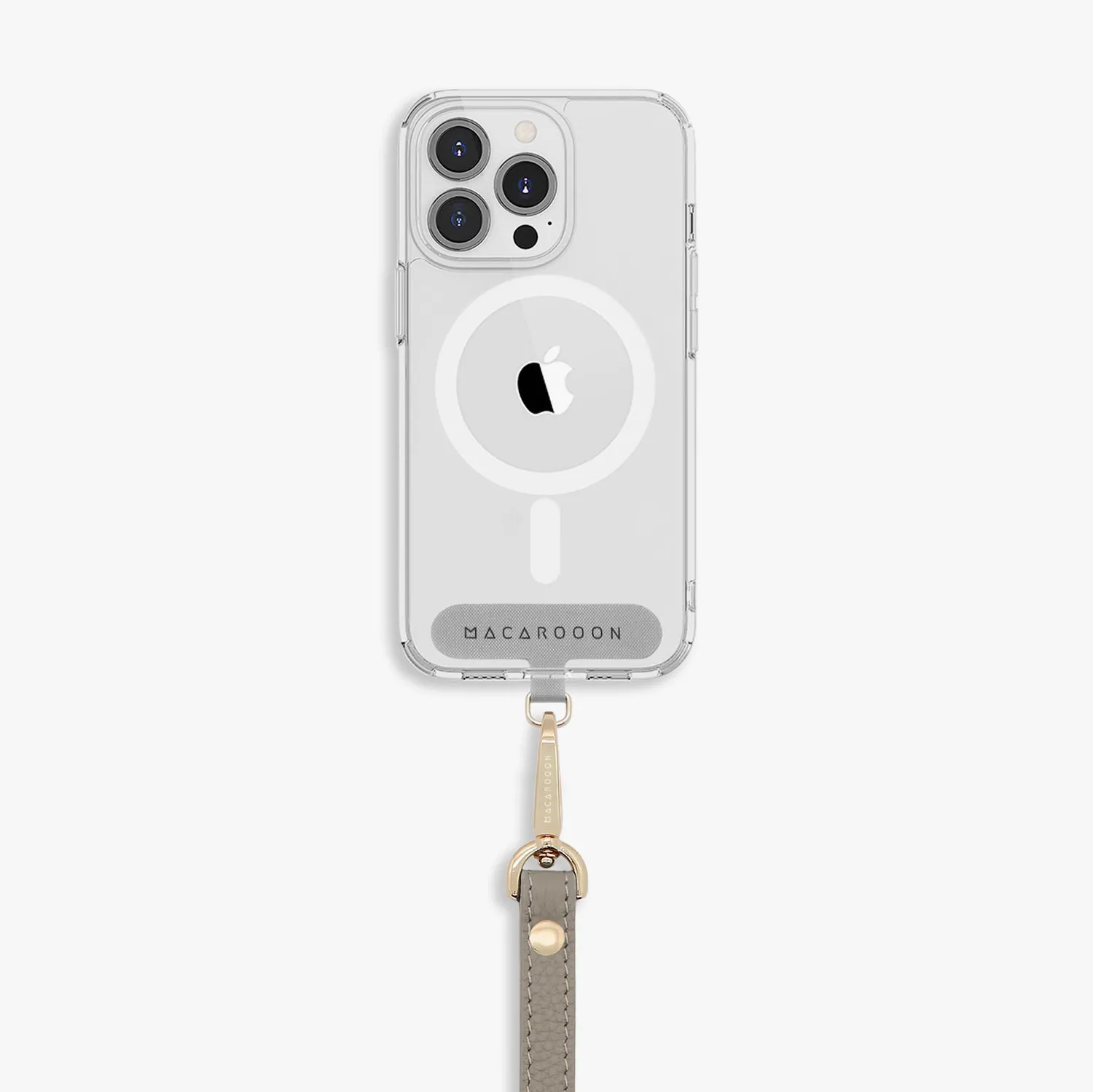 iPhone 16 Plus Clear Case with Wrist Leather Strap