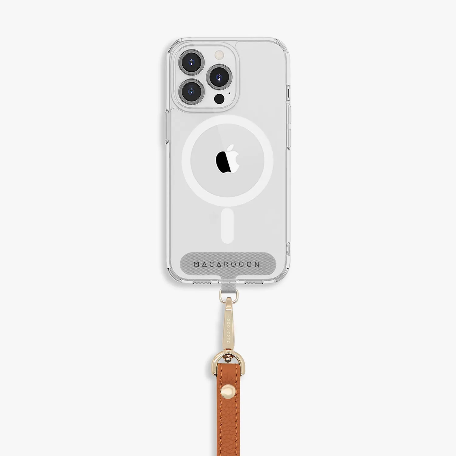 iPhone 16 Plus Clear Case with Wrist Leather Strap