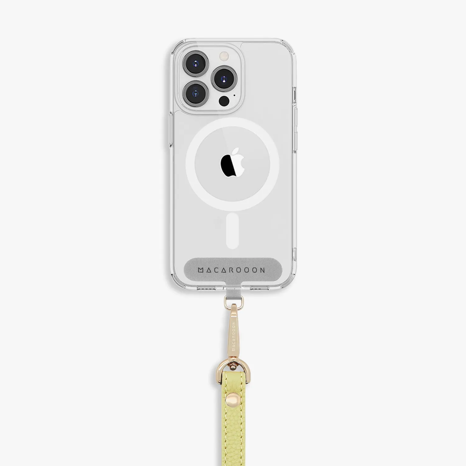 iPhone 16 Plus Clear Case with Wrist Leather Strap