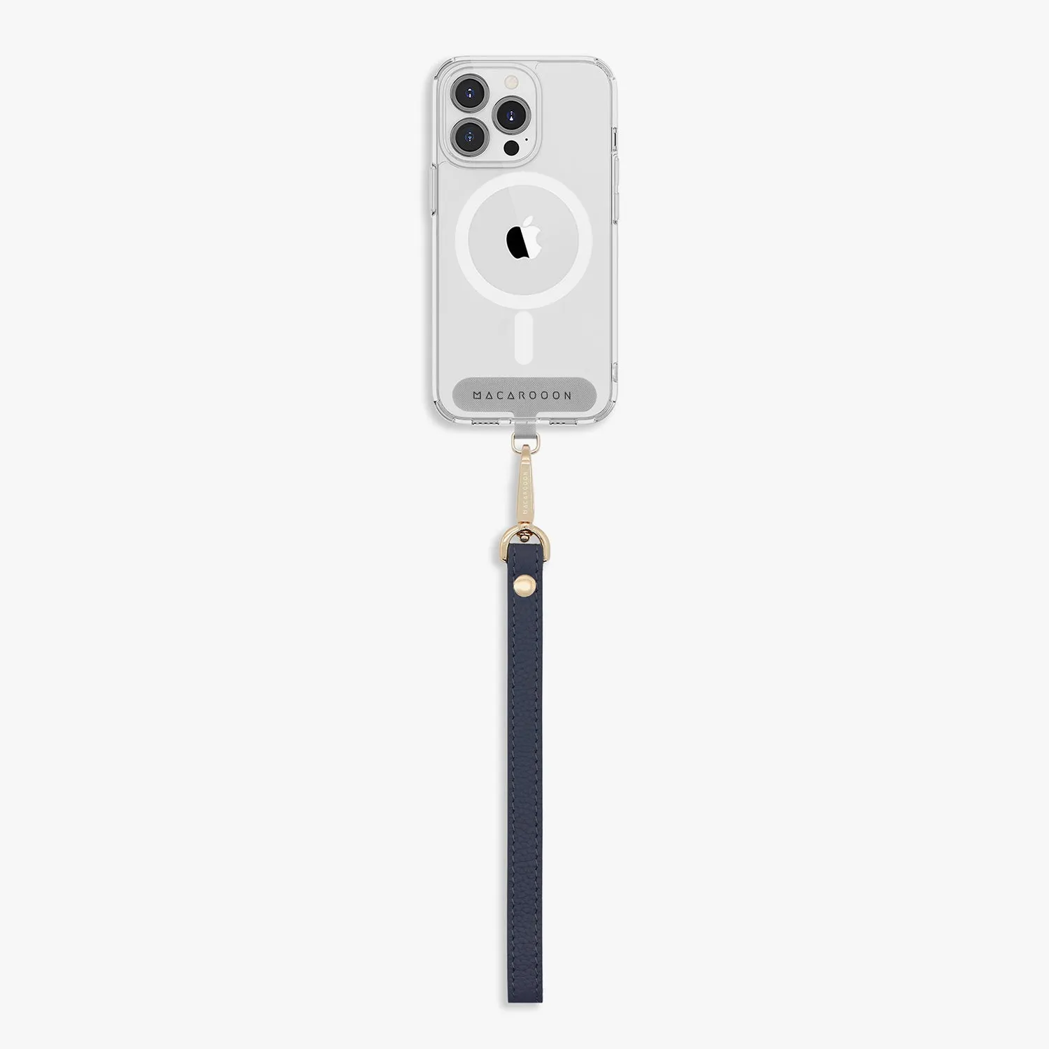 iPhone 16 Plus Clear Case with Wrist Leather Strap