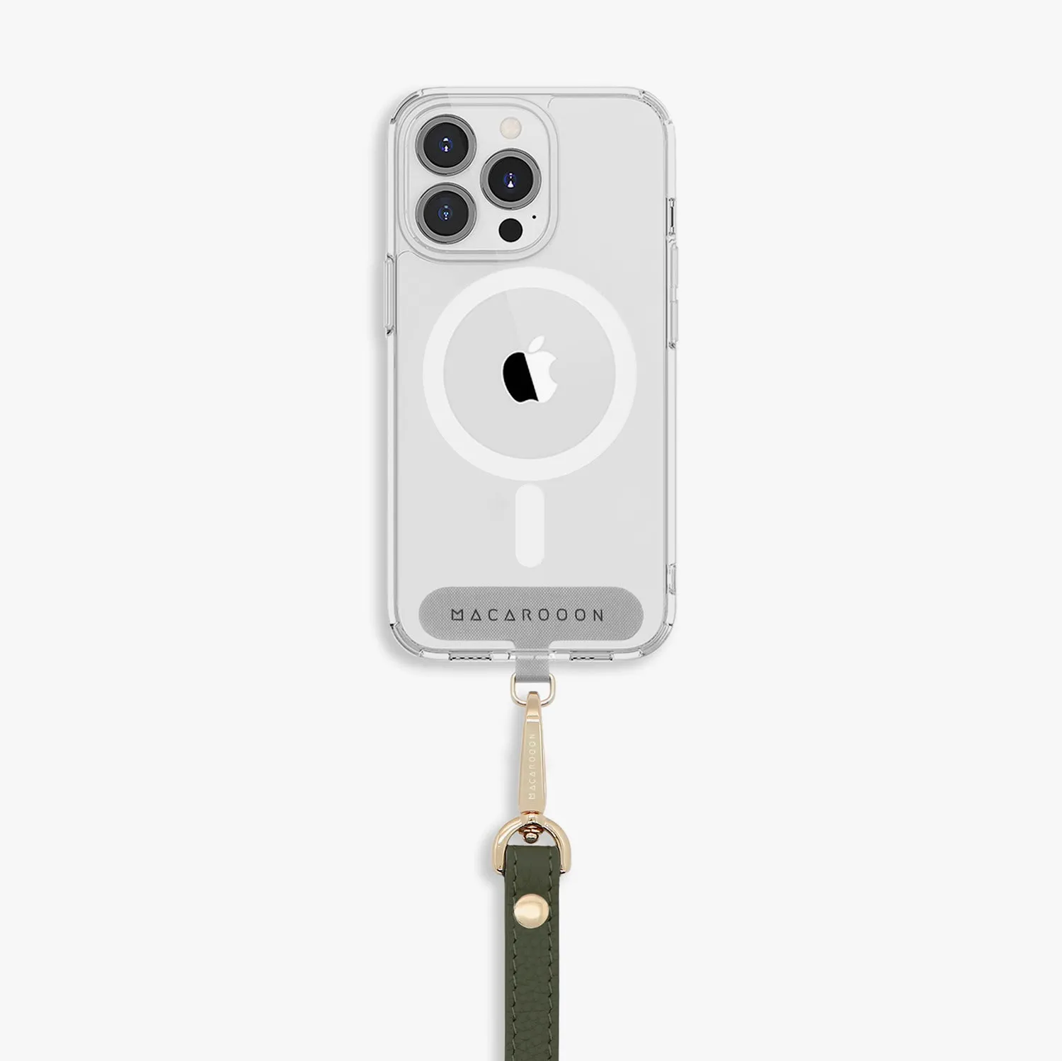iPhone 16 Plus Clear Case with Wrist Leather Strap
