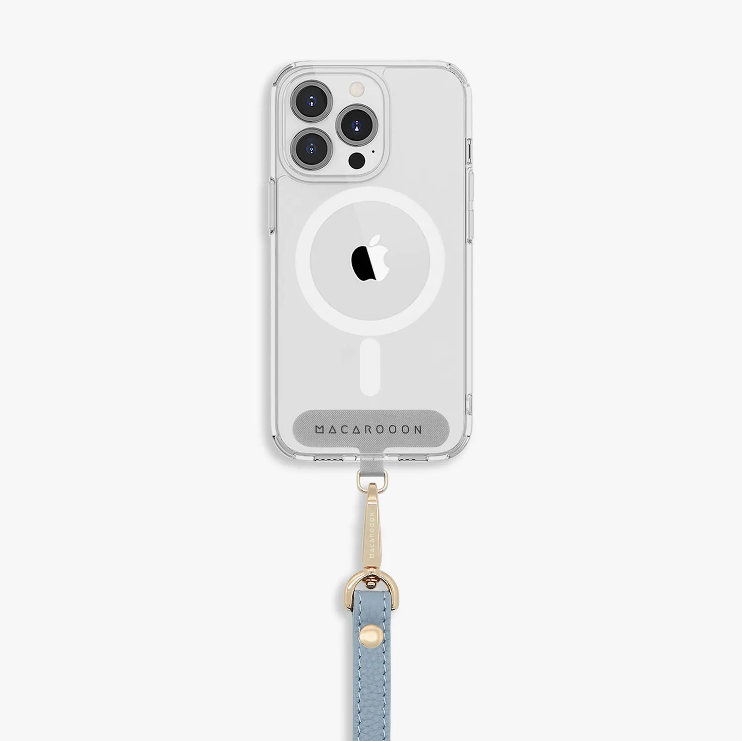 iPhone 16 Plus Clear Case with Wrist Leather Strap