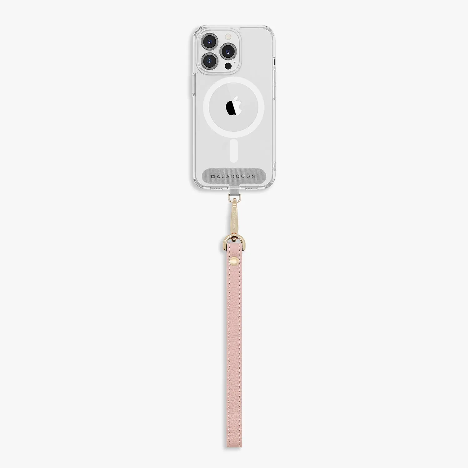 iPhone 16 Plus Clear Case with Wrist Leather Strap