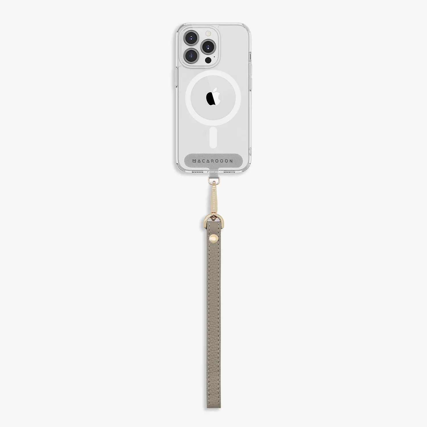 iPhone 16 Plus Clear Case with Wrist Leather Strap