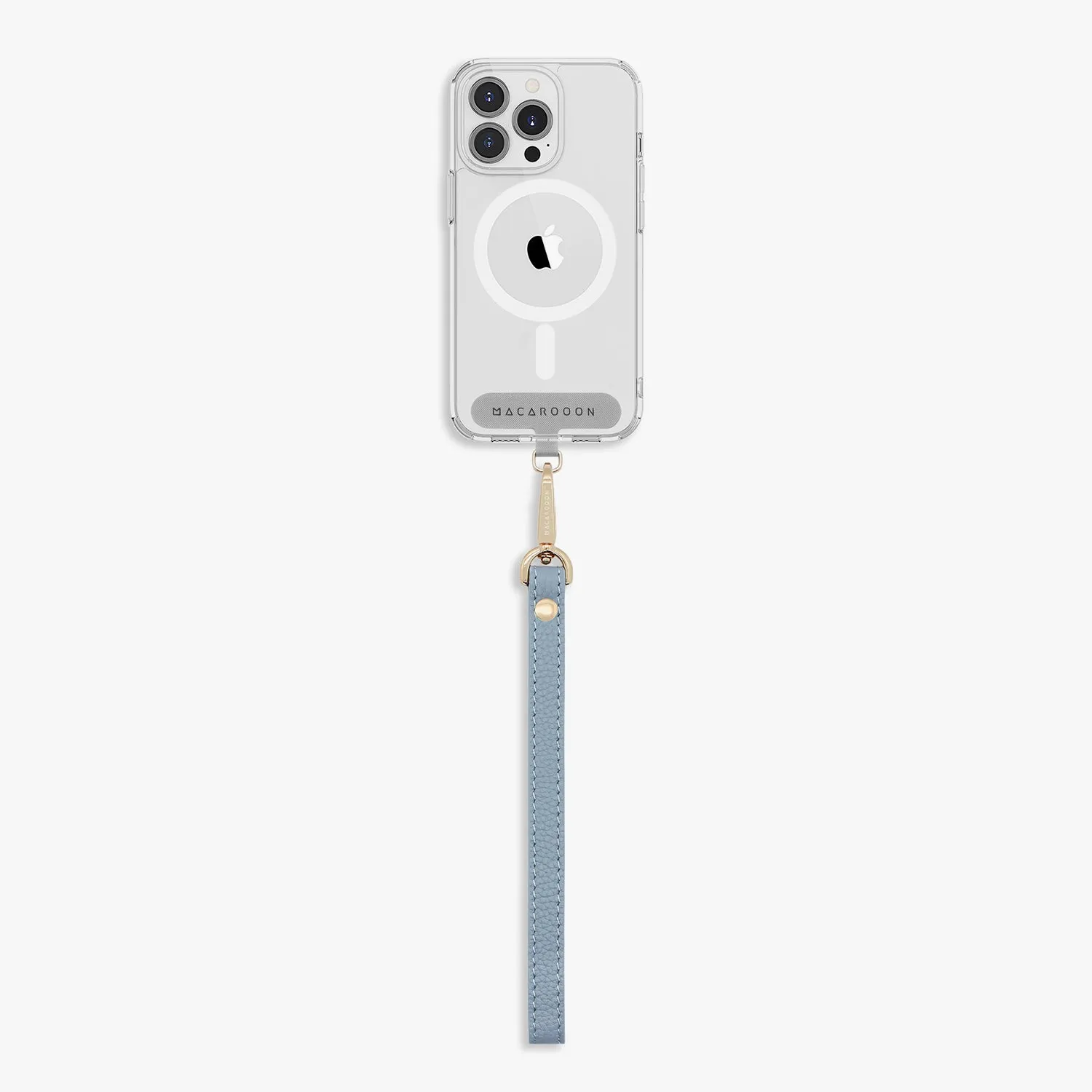 iPhone 16 Plus Clear Case with Wrist Leather Strap