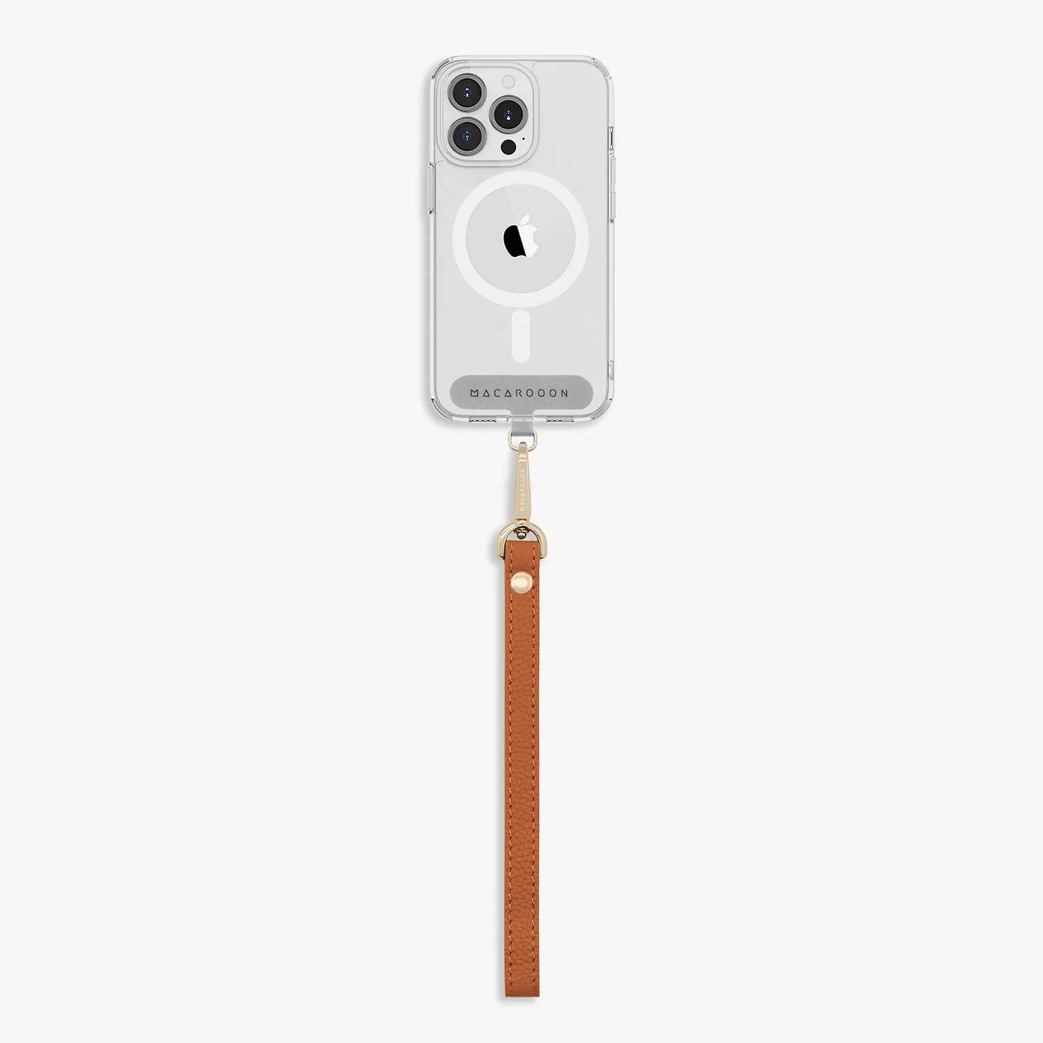iPhone 16 Plus Clear Case with Wrist Leather Strap