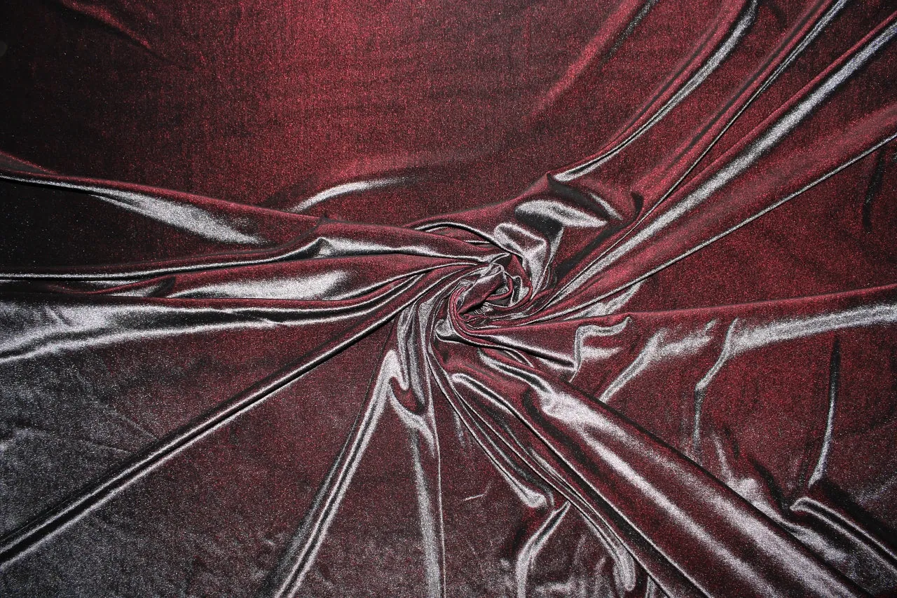 Iridescent Stretch Velvet - Darkest Wine/Black