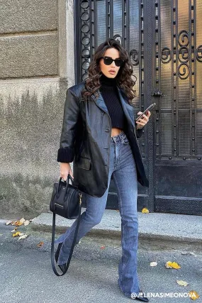 Joan Faux Leather Oversized Blazer