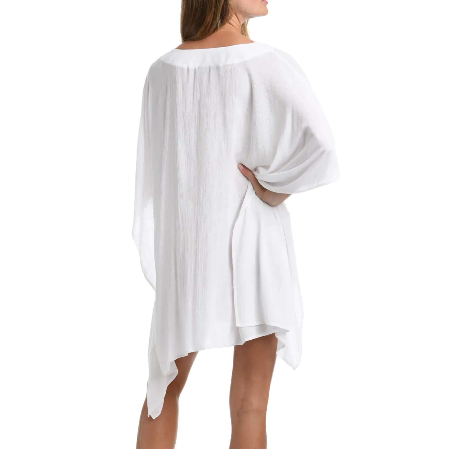 La Blanca Women's Capri Lace Front Beach Caftan Dress Swimwear Cover Up