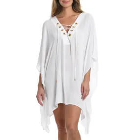 La Blanca Women's Capri Lace Front Beach Caftan Dress Swimwear Cover Up