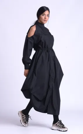 Long Black Dress With Open Shoulders