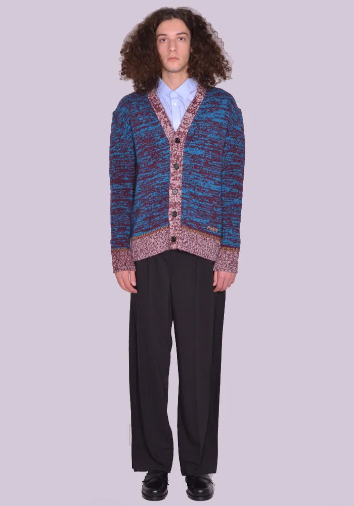 MARNI CDMG0092Q0 V-NECK CARDIGAN BORDEAUX/BLUE