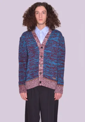 MARNI CDMG0092Q0 V-NECK CARDIGAN BORDEAUX/BLUE