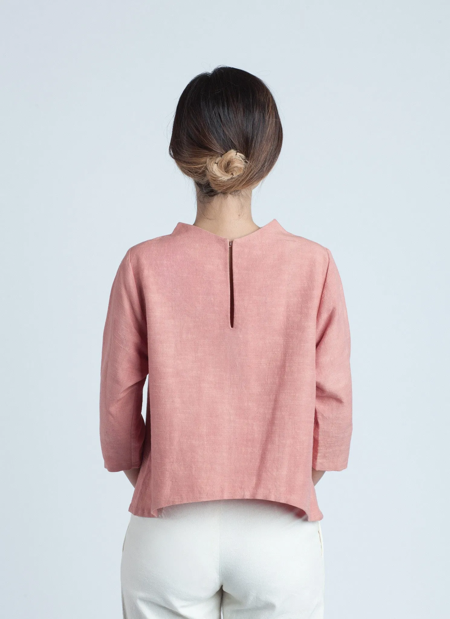 Mauve Pink Petal Leaf 3/4 Sleeve Top