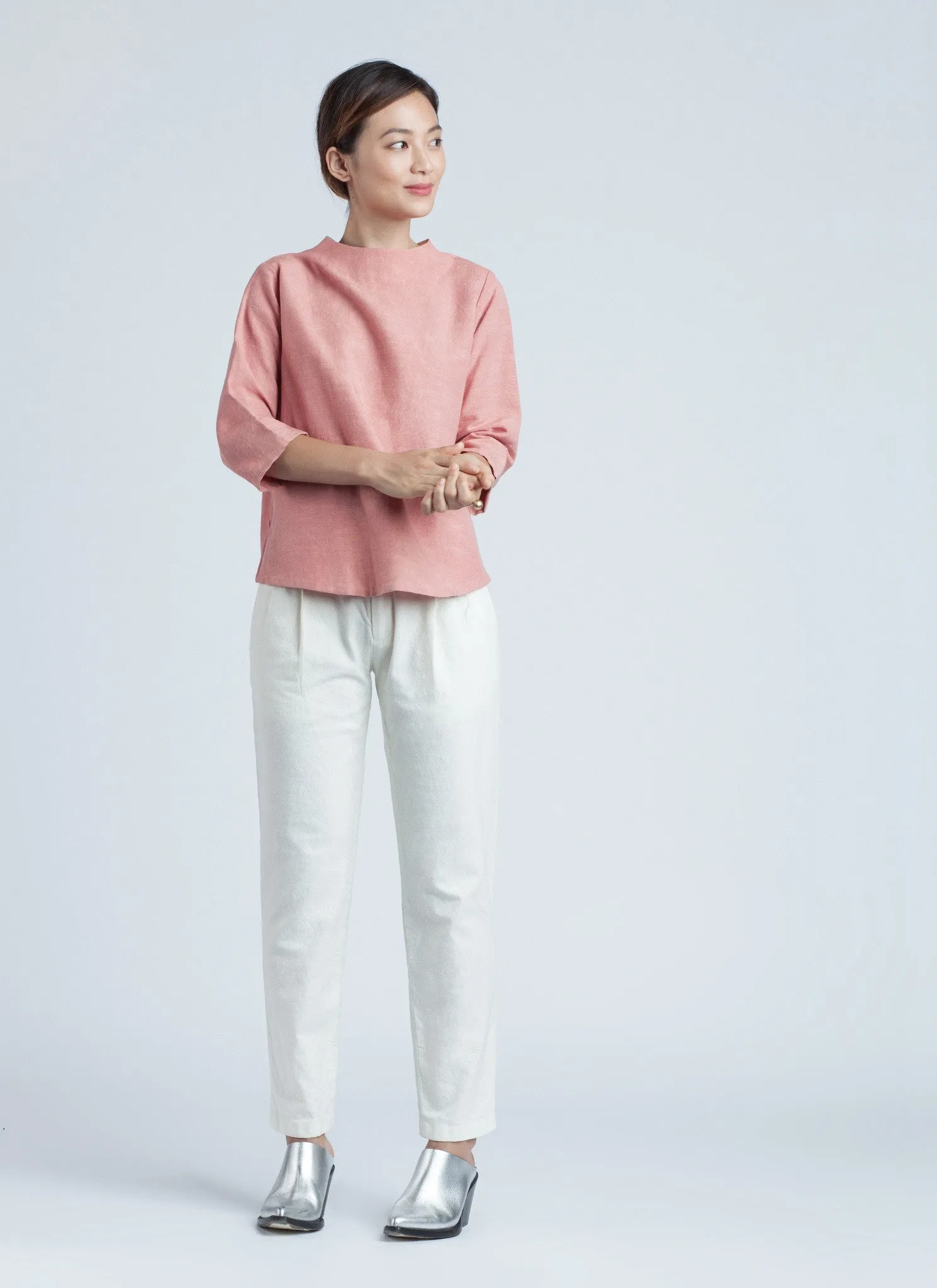 Mauve Pink Petal Leaf 3/4 Sleeve Top