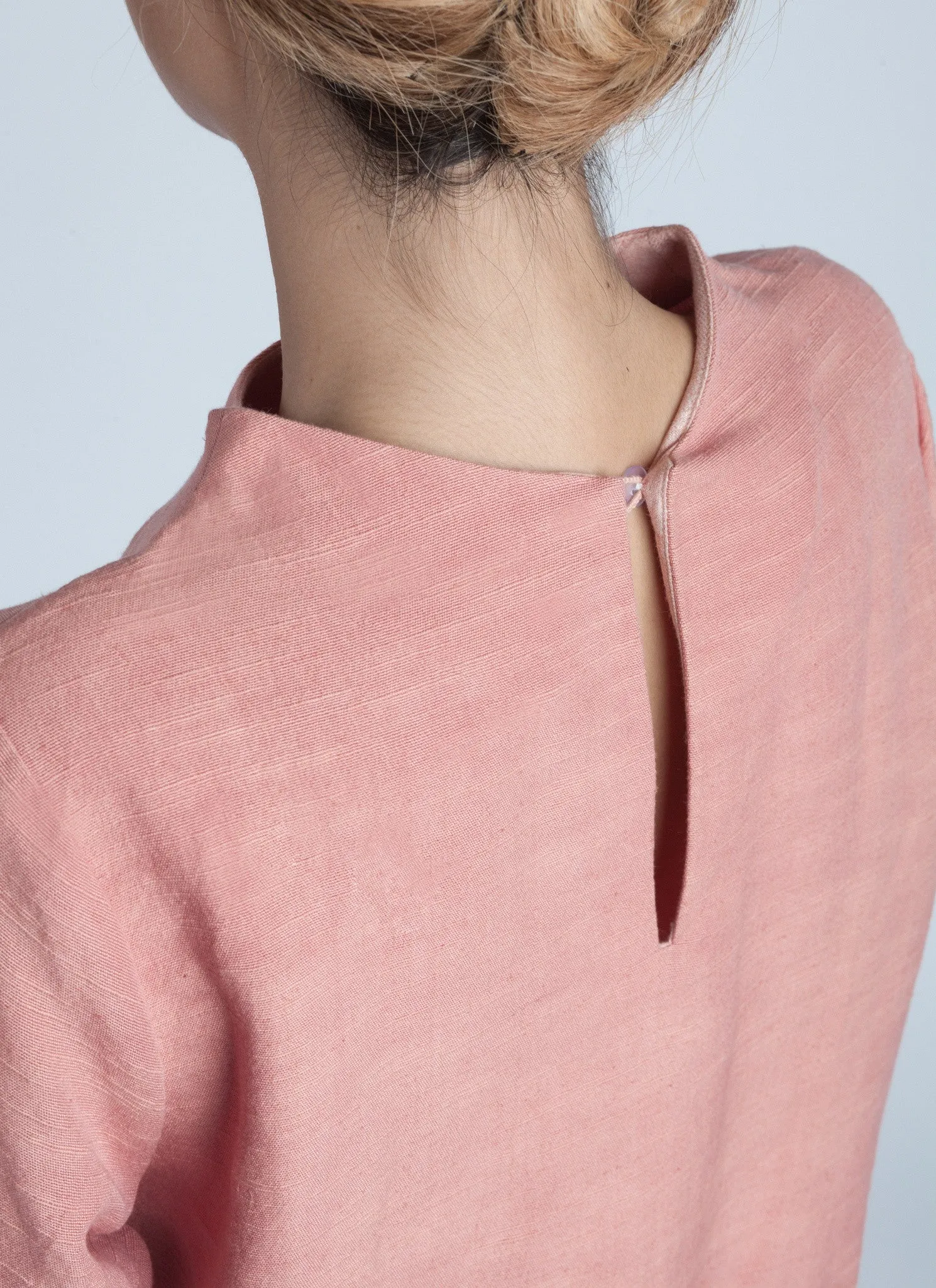 Mauve Pink Petal Leaf 3/4 Sleeve Top