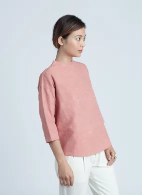 Mauve Pink Petal Leaf 3/4 Sleeve Top