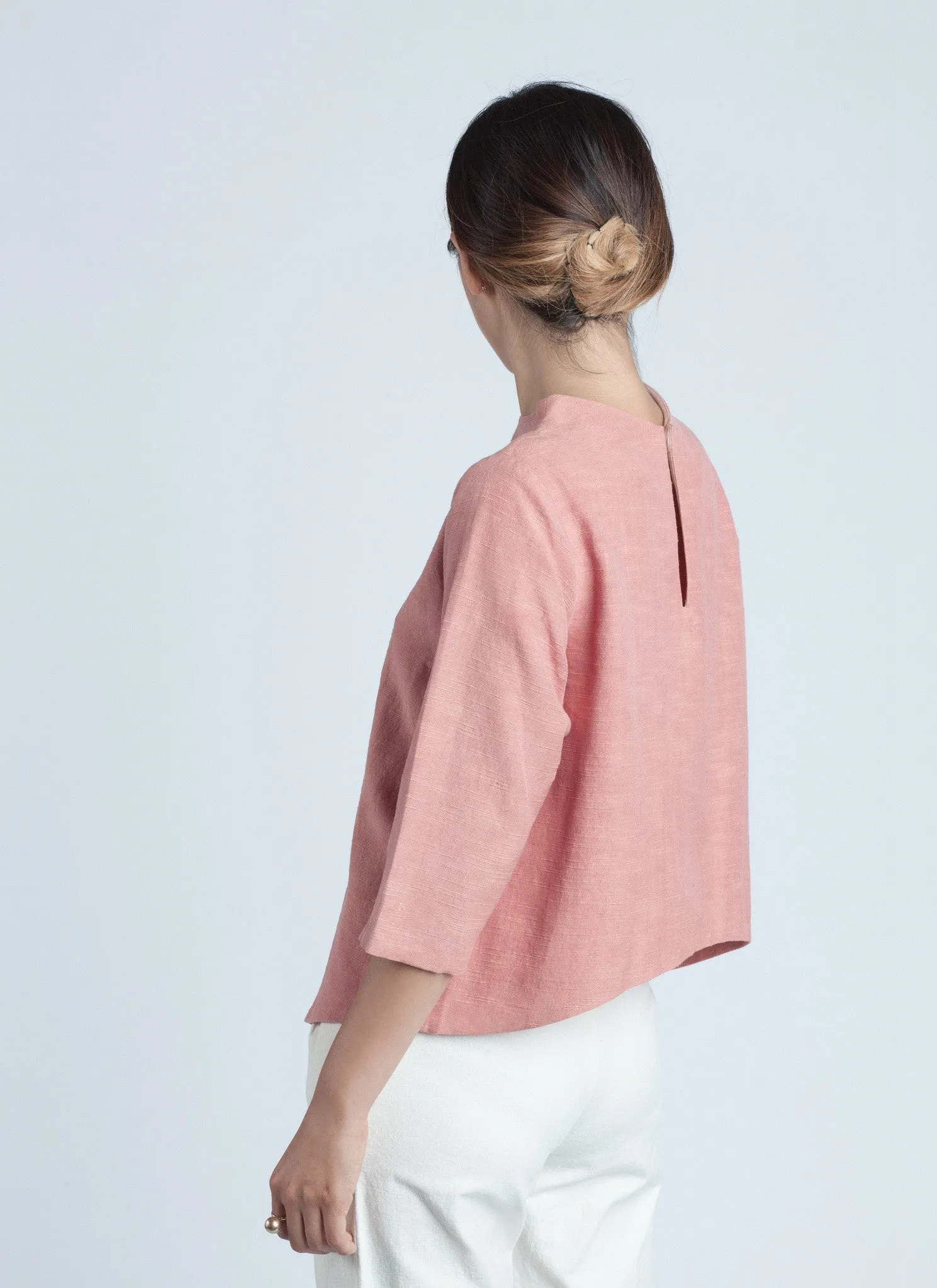 Mauve Pink Petal Leaf 3/4 Sleeve Top