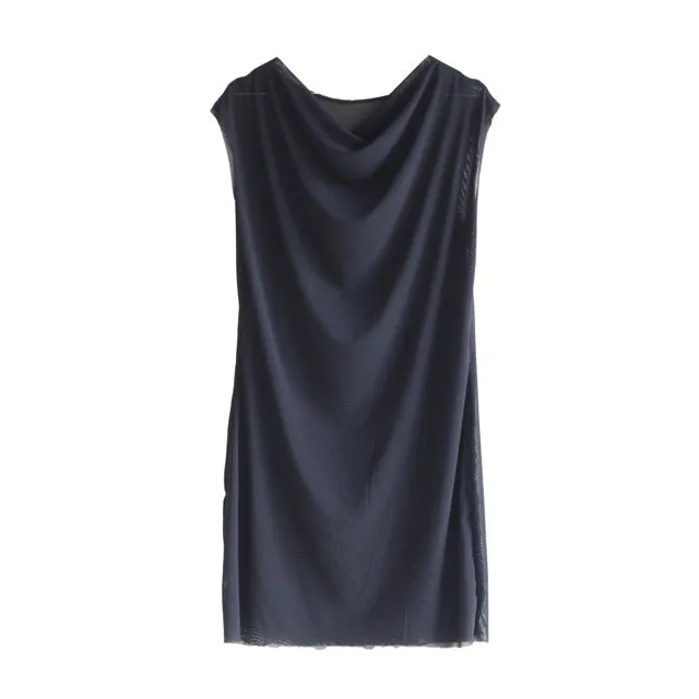 Mesh Cowl Neck Dress