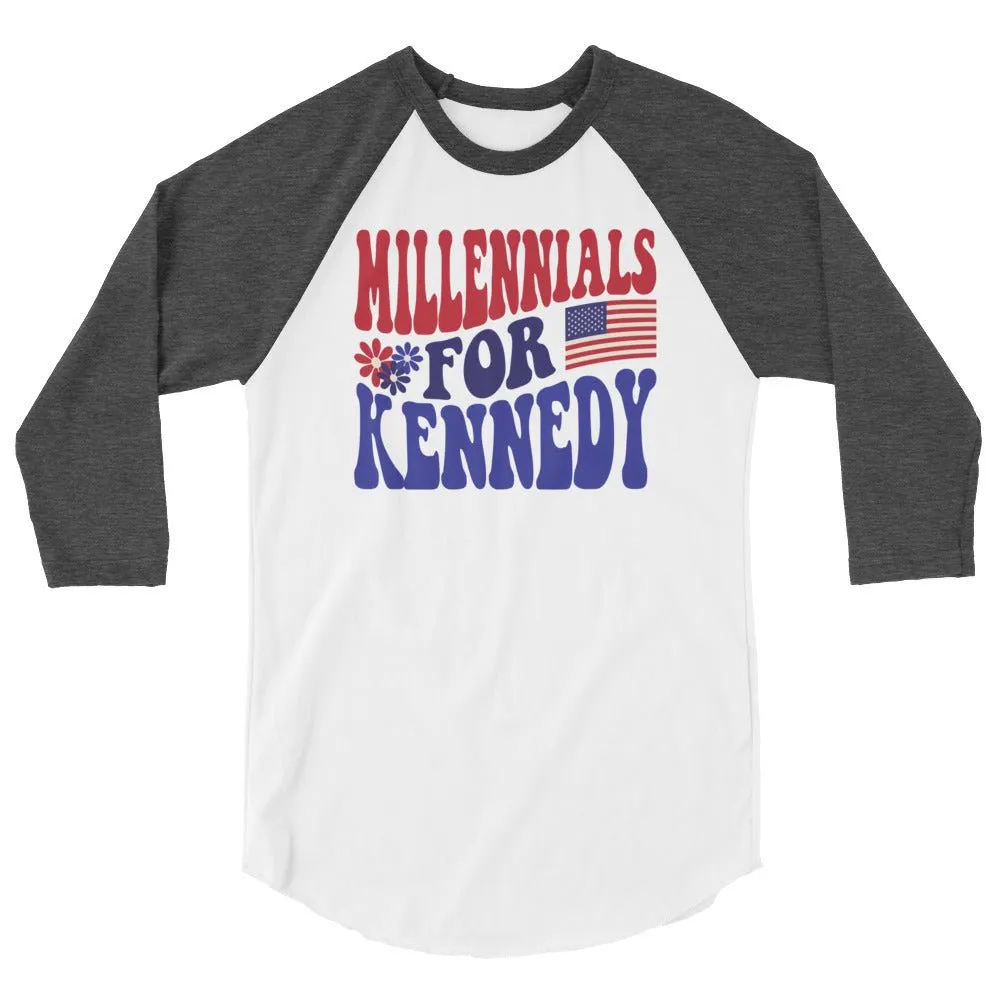 Millennials for Kennedy 3/4 Sleeve Raglan Shirt