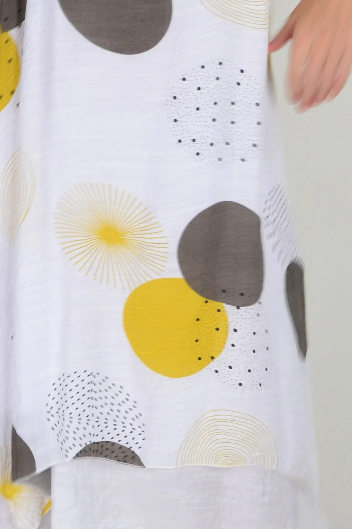 Mustard Spot Sleeveless Tunic Dress