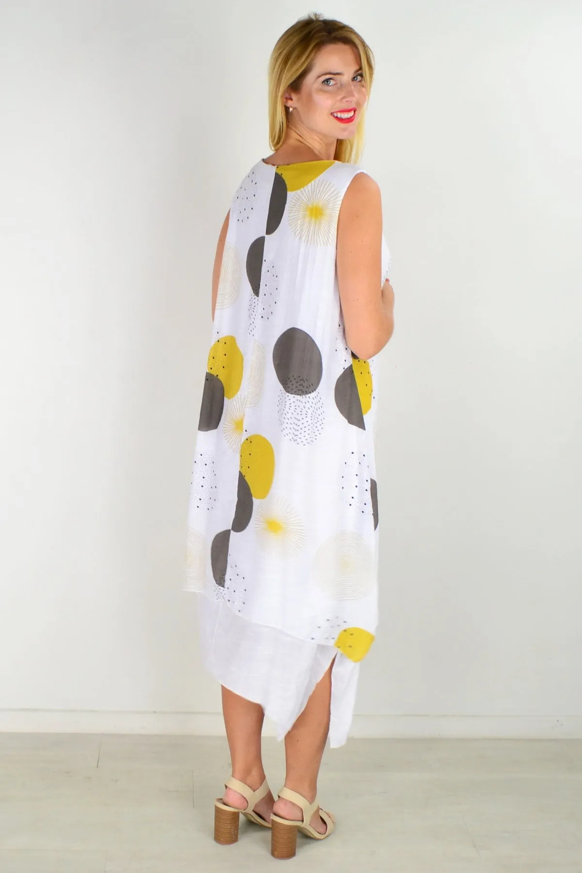 Mustard Spot Sleeveless Tunic Dress