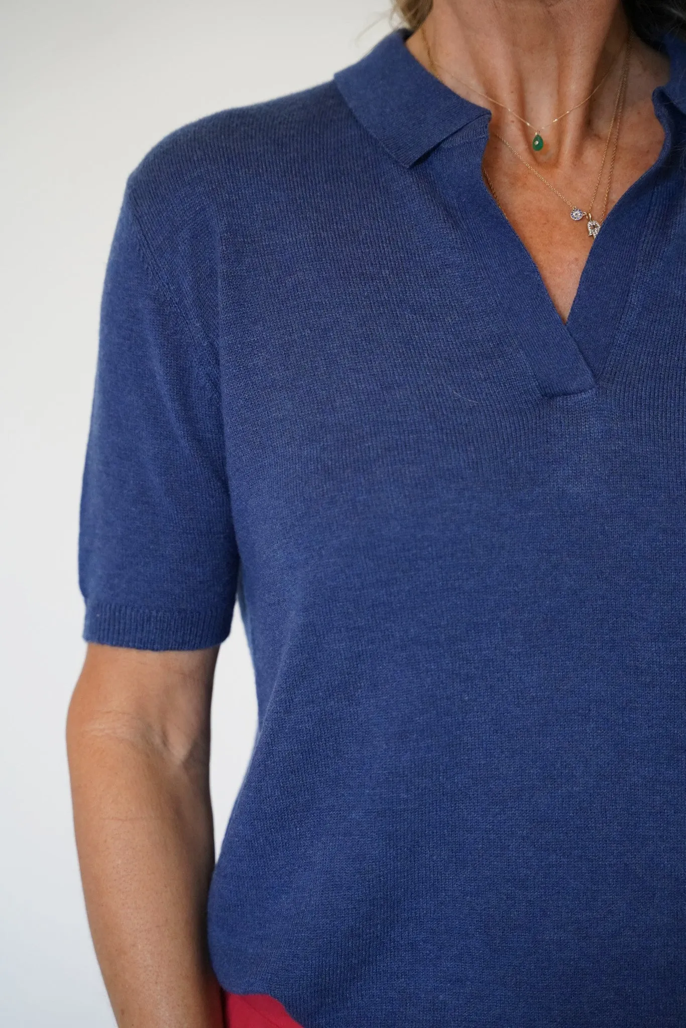 Navy Collared Knitted Tee