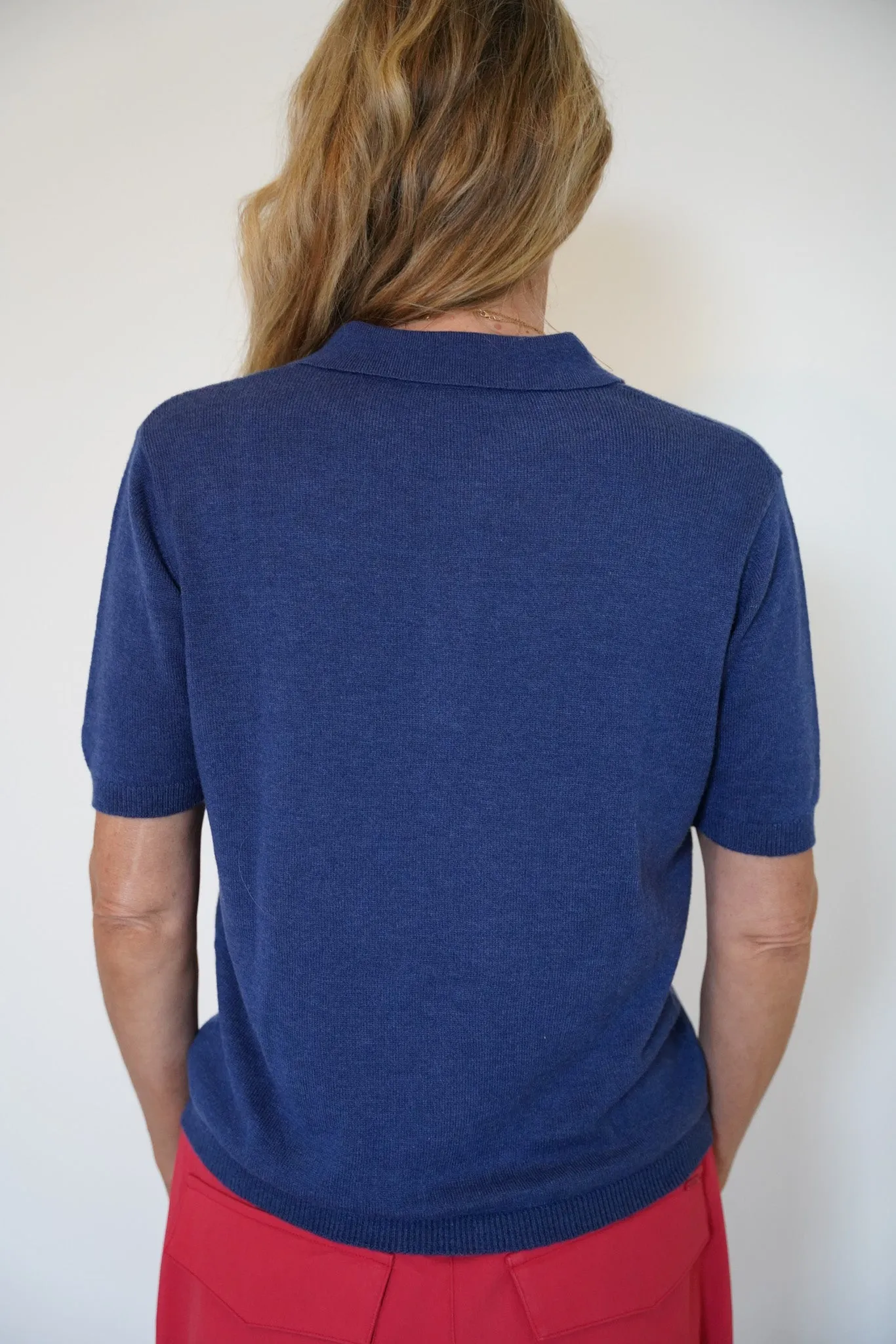 Navy Collared Knitted Tee