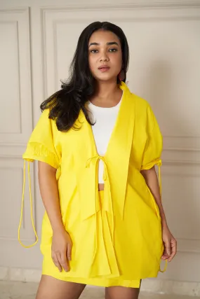 NEON YELLOW  INCLUSIVE POPLIN OVERSIZED SHRUG & INCLUSIVE SKORTS