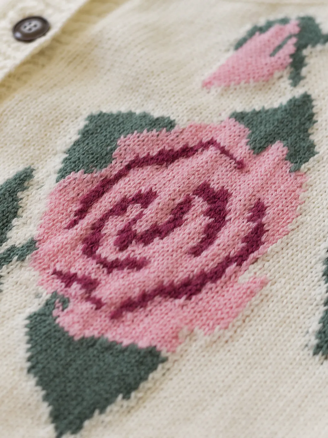 Noemi Rose Jacquard White Knit Cardigan