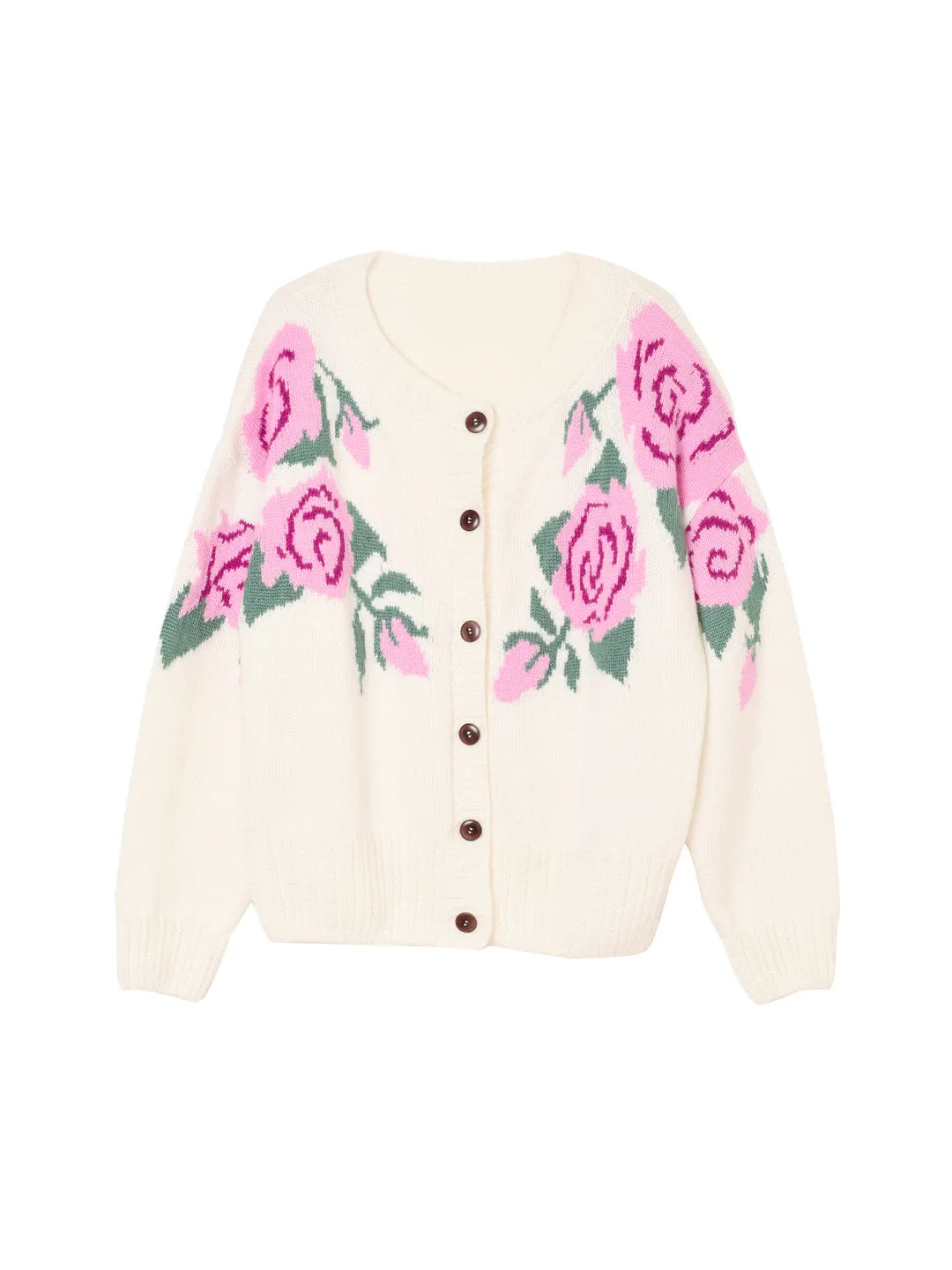 Noemi Rose Jacquard White Knit Cardigan