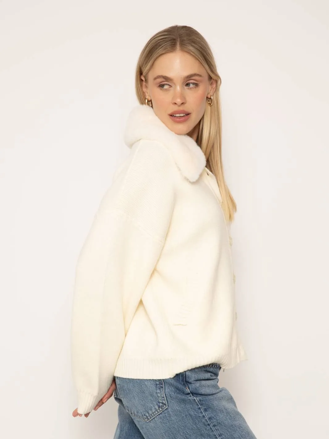 Nola Fur Collared Oversize Cardigan