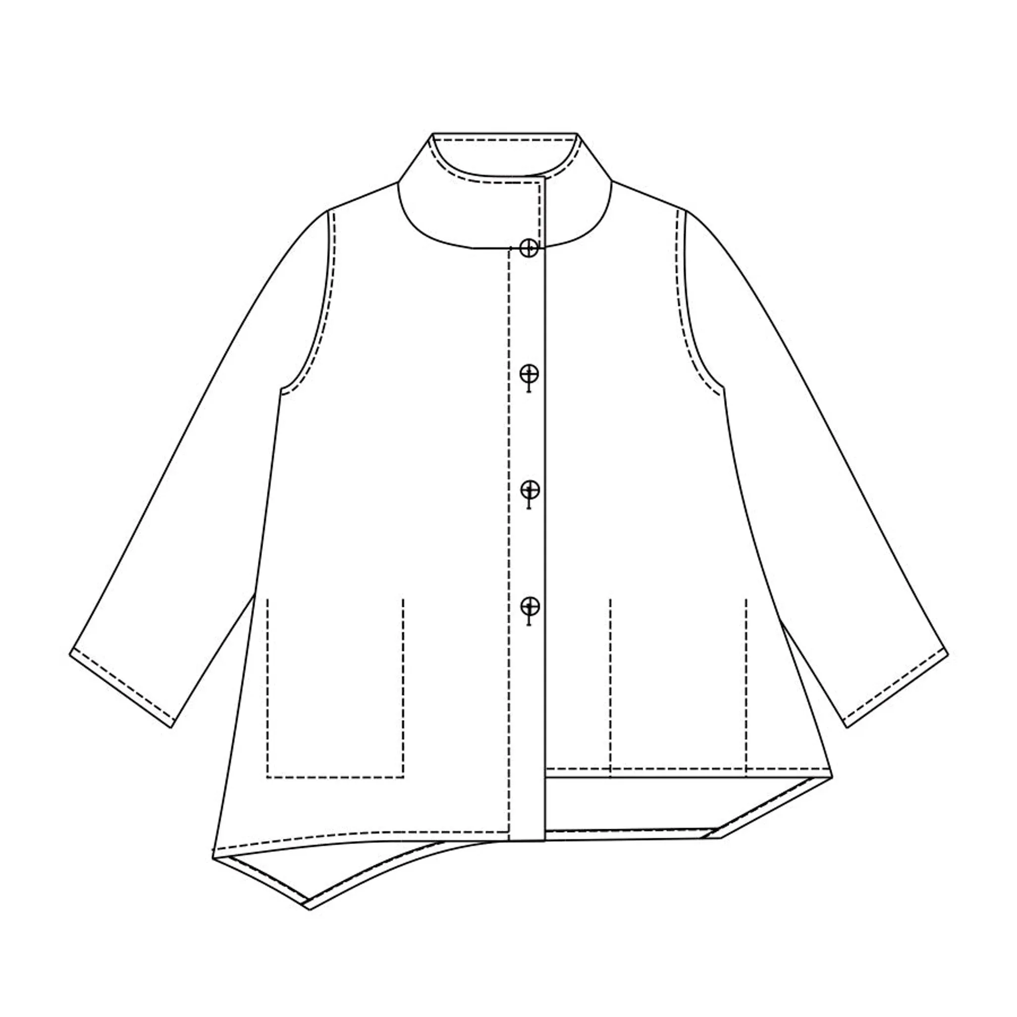 NUNO Reversible Asymmetrical Jacket: "Woodchips" (Mahogany Brown/Oak Taupe)
