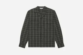 Open Collar Shirt ~ Black Micro Plaid