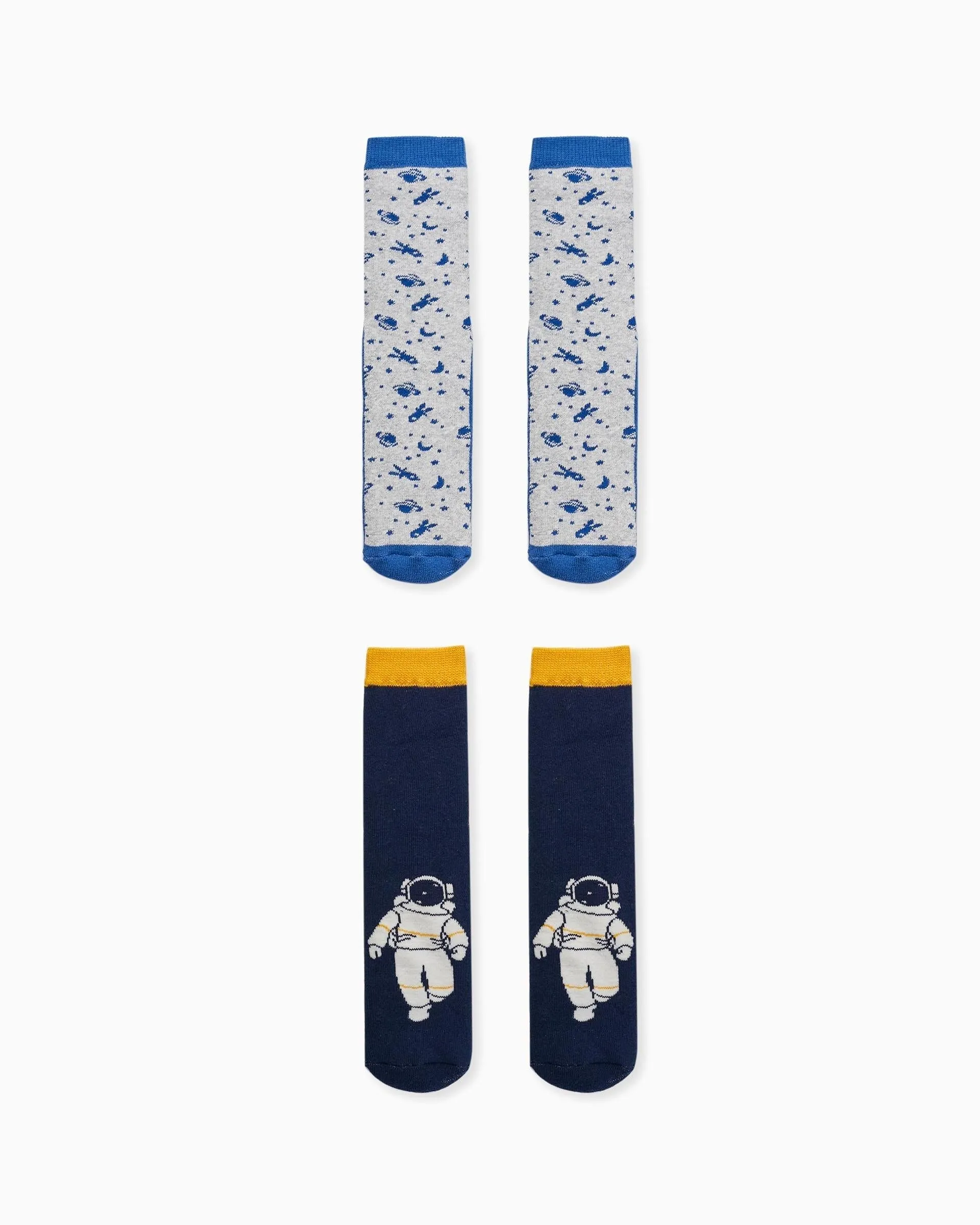 Pack of 2 pairs of Non-slip Socks for Boys 'Astronaut', Multicolour