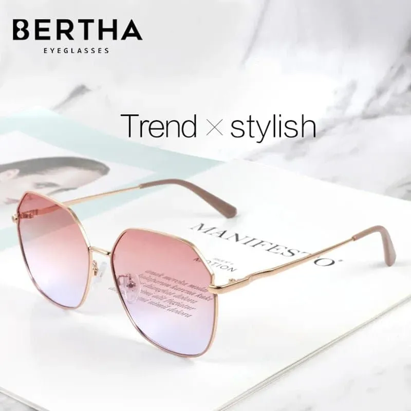 Polygon Polarized Sunglasses - Stylish UV400 Gradient Lens Alloy Frame Eyewear for Women, 56mm x 60mm