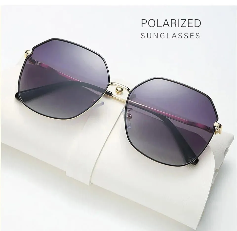 Polygon Polarized Sunglasses - Stylish UV400 Gradient Lens Alloy Frame Eyewear for Women, 56mm x 60mm